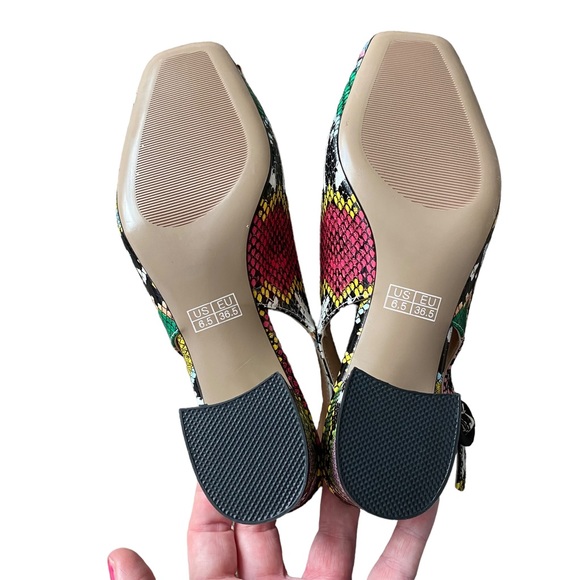 WAYDERNS NWOB Colorful Snakeskin Slingback Shoe with Block Heel 6.5 - Picture 11 of 12